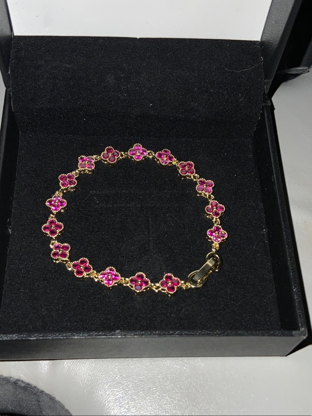 Gold & Pink Floral Bracelet - Elegant Women's Jewelry
